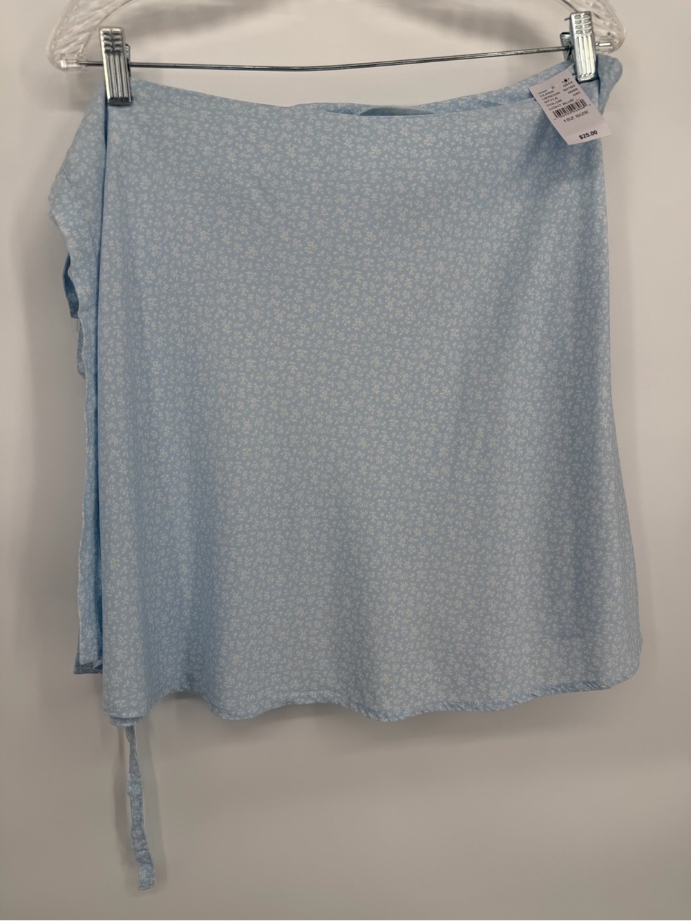 Light Blue Floral Wrap Skirt